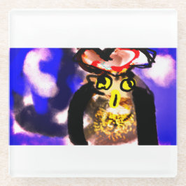 フクロウ王 ガラスコースター