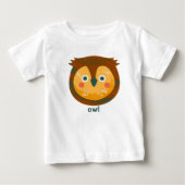 フクロウ用の動物アルファベットO ベビーTシャツ (正面)