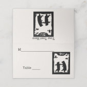 フクロウ白の木の下に2つの黒クマ踊り プレイスカード (外部開封)