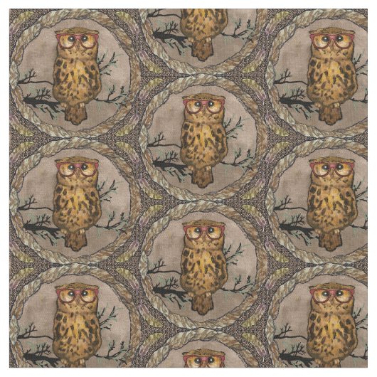 フクロウ目地 ファブリック (クローズアップ)