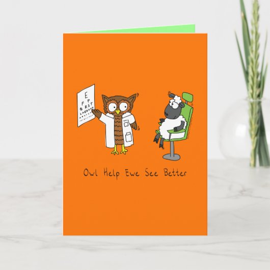 フクロウ眼科医 – Sheep Glasses Greeting Card カード (正面)