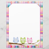 フクロウ着色格子状縁ど紙シート (正面)