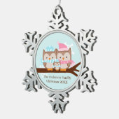 フクロウ科 スノーフレークピューターオーナメント (右)