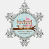 フクロウ科 スノーフレークピューターオーナメント (正面)