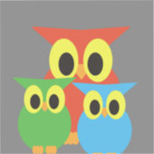 フクロウ科:赤、緑、青 シール (正面)