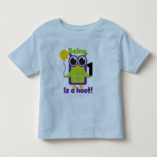 フクロウ第1回誕生日Tシャツとギフト トドラーTシャツ