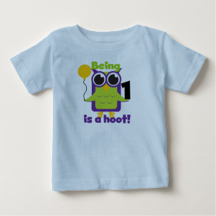 フクロウ第1回誕生日Tシャツとギフト ベビーTシャツ
