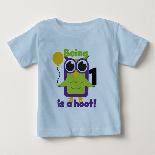 フクロウ第1回誕生日Tシャツとギフト ベビーTシャツ (正面)
