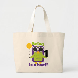 フクロウ第1回誕生日Tシャツとギフト ラージトートバッグ