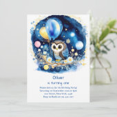 フクロウ第1誕生日招待状 招待状 (スタンド正面)