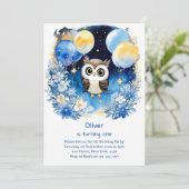 フクロウ第1誕生日招待状 招待状 (スタンド正面)