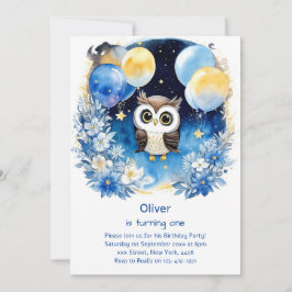 フクロウ第1誕生日招待状 招待状