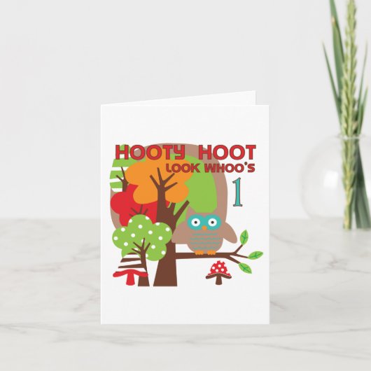 フクロウ第1誕生日Tシャツと贈り物 カード (正面)