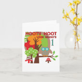 フクロウ第1誕生日Tシャツと贈り物 カード (黄色い花)