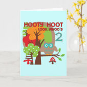 フクロウ第2回誕生日Tシャツとギフト カード (黄色い花)