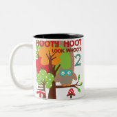 フクロウ第2回誕生日Tシャツとギフト ツートーンマグカップ (左)