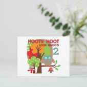 フクロウ第2回誕生日Tシャツとギフト ポストカード (スタンド正面)