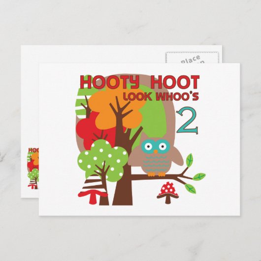 フクロウ第2回誕生日Tシャツとギフト ポストカード (正面/裏面)