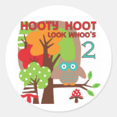 フクロウ第2回誕生日Tシャツとギフト ラウンドシール (正面)