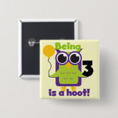 フクロウ第3回誕生日Tシャツとギフト 缶バッジ (正面&裏面)