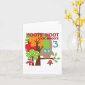 フクロウ第3回誕生日Tシャツとプレゼント カード (黄色い花)