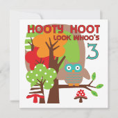 フクロウ第3回誕生日Tシャツとプレゼント カード (正面)