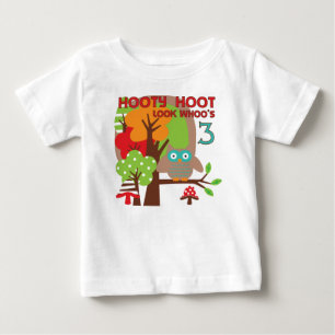 フクロウ第3回誕生日Tシャツとプレゼント ベビーTシャツ