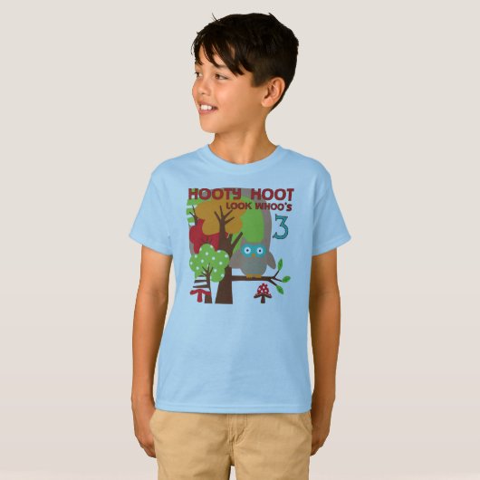 フクロウ第3回誕生日Tシャツとプレゼント Tシャツ (正面フル)