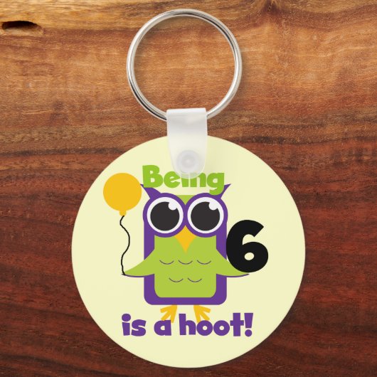 フクロウ第6誕生日Tシャツ&ギフト キーホルダー (正面)