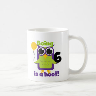 フクロウ第6誕生日Tシャツ&ギフト コーヒーマグカップ