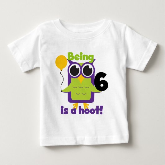フクロウ第6誕生日Tシャツ&ギフト ベビーTシャツ (正面)