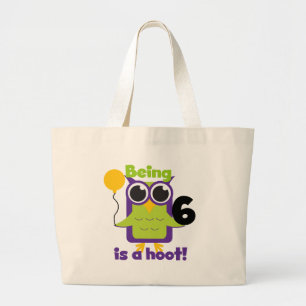 フクロウ第6誕生日Tシャツ&ギフト ラージトートバッグ