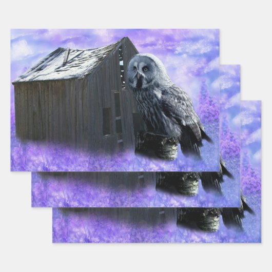 フクロウ納屋 ラッピングペーパーシート (セット)
