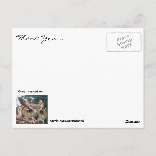 フクロウ素晴らしハガキ ポストカード (裏面)