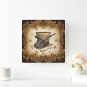 フクロウ素晴らし帽子  スクエア壁時計 (ホーム)