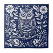 フクロウ素朴セラミック タイル (正面)
