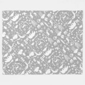 フクロウ素朴ムは鹿キツネウッドランドの生き物パターン フリースブランケット (正面(横))