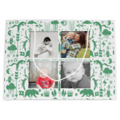 フクロウ素朴ムは鹿キツネウッドランドの生き物パターン ラージペーパーバッグ (正面)