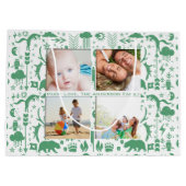 フクロウ素朴ムは鹿キツネウッドランドの生き物パターン ラージペーパーバッグ (裏面)