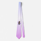 フクロウ紫色の茶色の花 ネクタイ (正面)