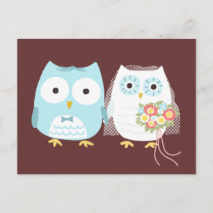 フクロウ結婚ズの新婚カップルかわいい ポストカード