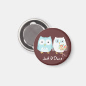 フクロウ結婚ズの新郎新婦かわいいカップルカスタム マグネット (正面/裏面)