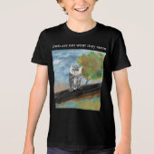 フクロウ絵を描の自然疑問に思 トライブレンドTシャツ (正面)