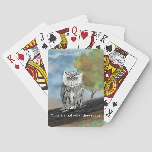 フクロウ絵を描の自然疑問に思 トランプ (裏面)