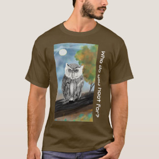 フクロウ絵を描の自然疑問に思 Tシャツ