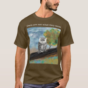フクロウ絵を描の自然疑問に思 Tシャツ