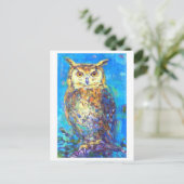 フクロウ絵を描の葉書 ポストカード (スタンド正面)