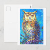 フクロウ絵を描の葉書 ポストカード (正面/裏面)