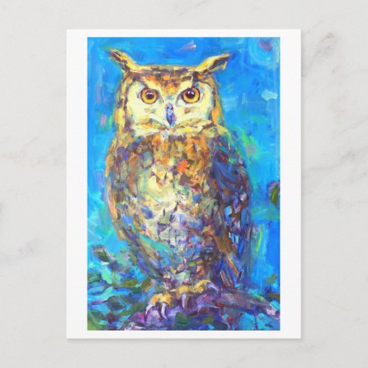 フクロウ絵を描の葉書 ポストカード (正面)