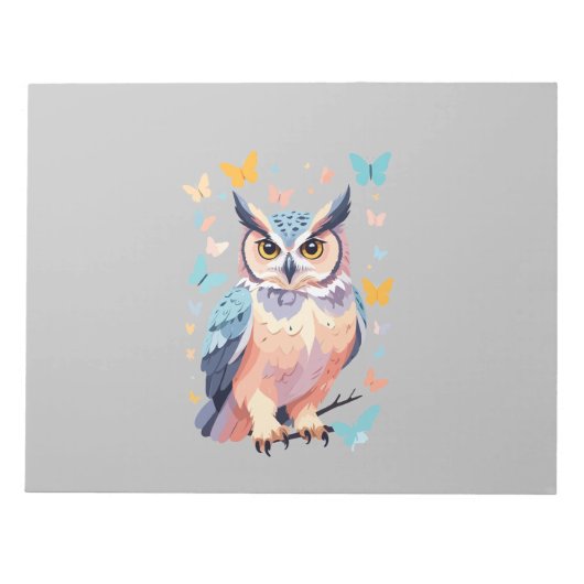 フクロウ絵を描ベクター愛らしいおもしろい遊動物 ノートパッド (正面)